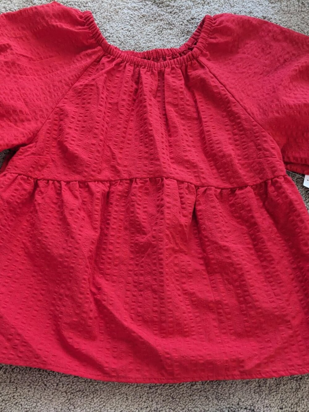 Old Navy red puff sleeve blouse